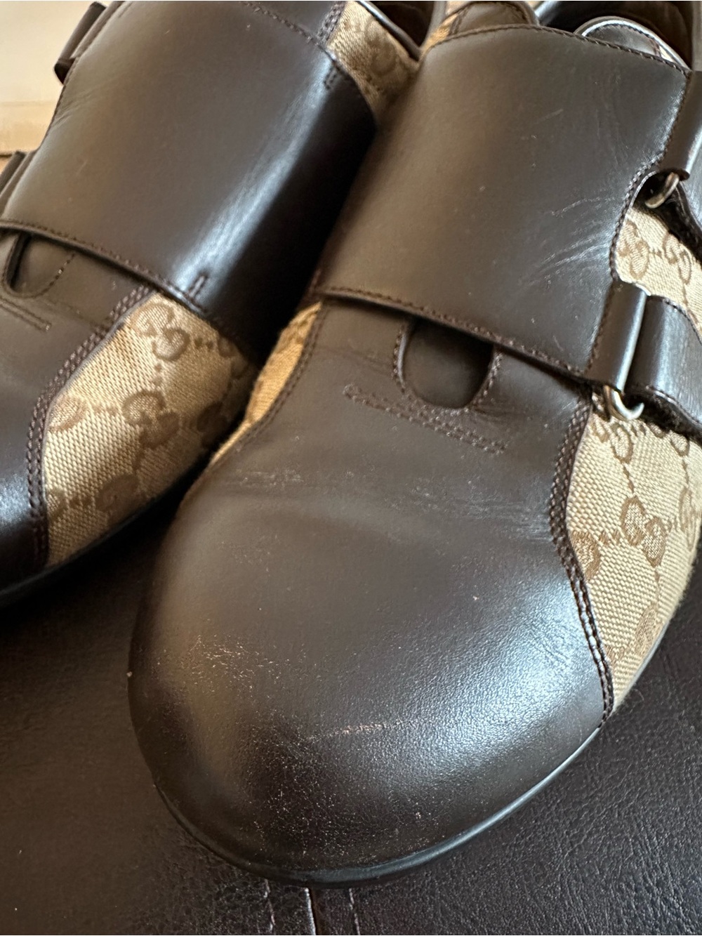 Gucci Brown and Beige Monogram Sneakers - Picture 9 of 15